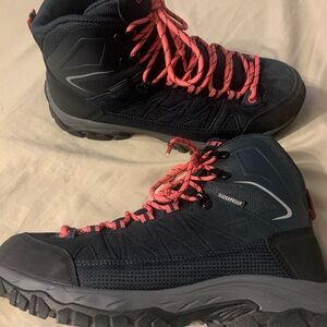 Women's Lace Up Boots - Black and Pink